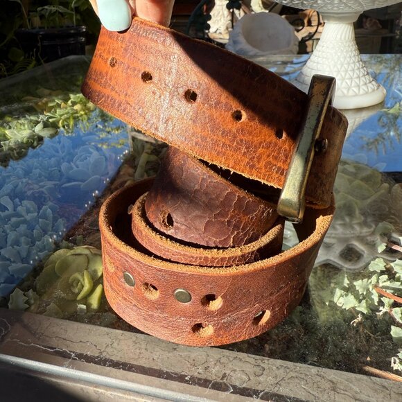 Brave Beltworks Distressed Brown Leather Belt 38 - Picture 2 of 7